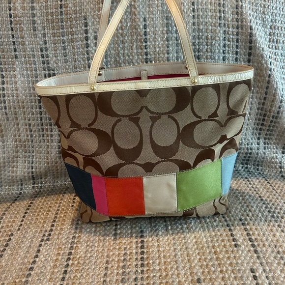 Coach Brown and Colorful Signature Tote - Picture 2 of 4
